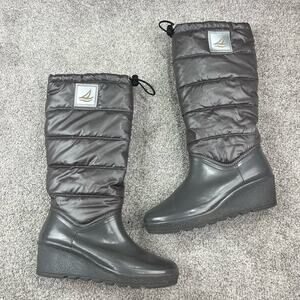 Sperry grey puffer waterproof rubber boot size 9
